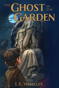An image of a boy looking up at a graveyard statue of a weeping angel
